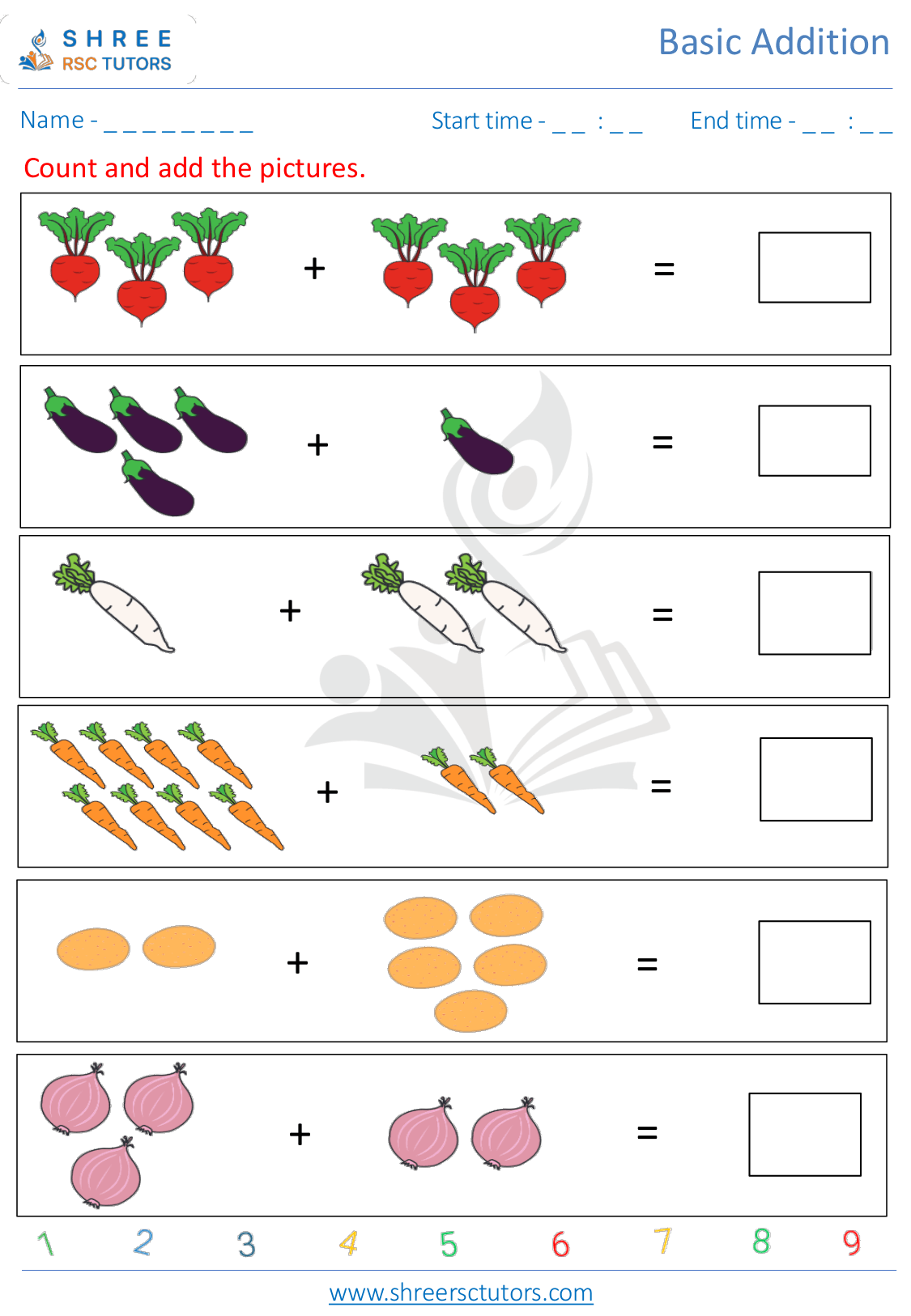 Pre-Kindergarten Maths Basic Addition worksheet